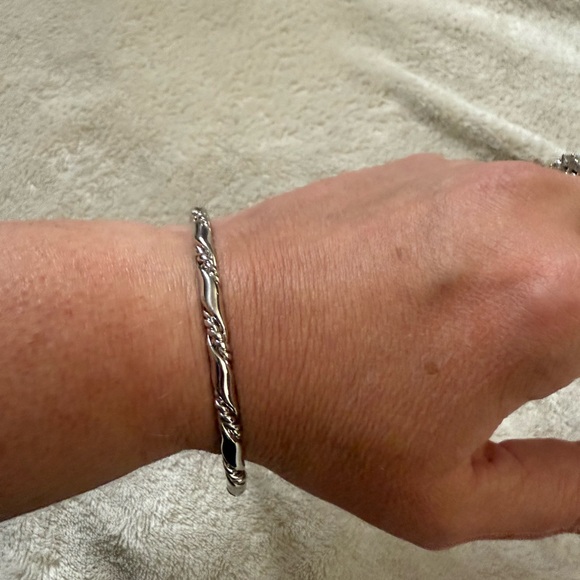 New York & Company Elegant Silver Tone Twisted Bangle Bracelet - Picture 2 of 2